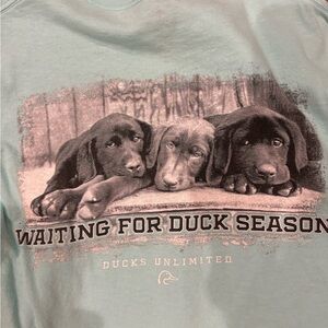 Artisan Teal Dog T-Shirt with Duck Season Design